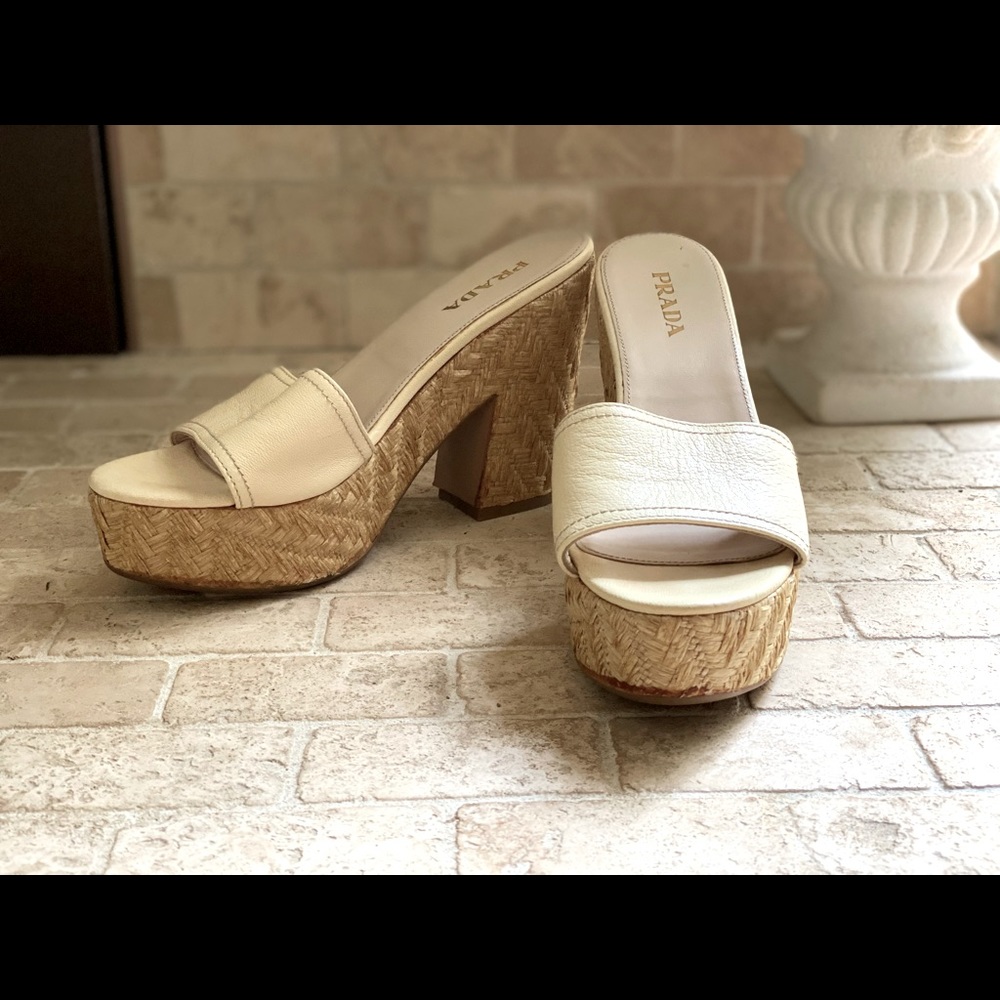 New: Prada Platform Slides Espadrille Sandals - image 1